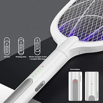 Raquette Électrique Anti-Moustiques Rechargeable GECKO 2-en-1