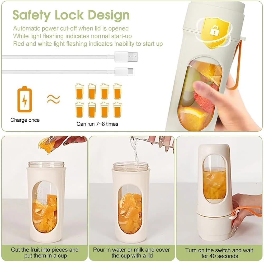 MINI MIXEUR PORTABLE RECHARGEABLE USB - 12 LAMES - 450ML