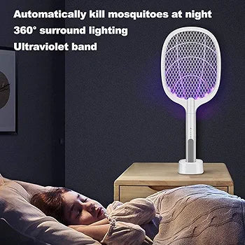Raquette Électrique Anti-Moustiques Rechargeable GECKO 2-en-1