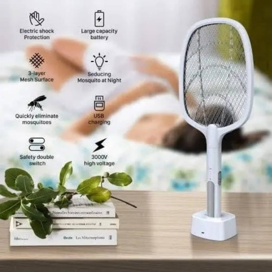 Raquette Électrique Anti-Moustiques Rechargeable GECKO 2-en-1