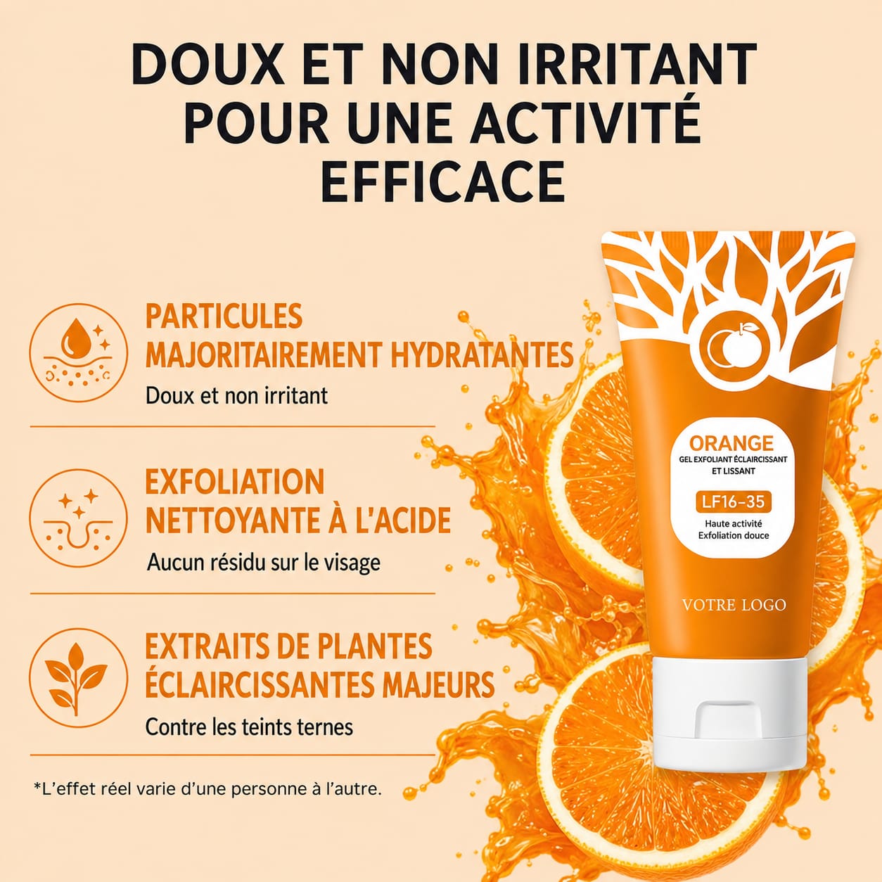 Gel exfoliant à l’orange + 1 Gant Exfoliant Gratuit