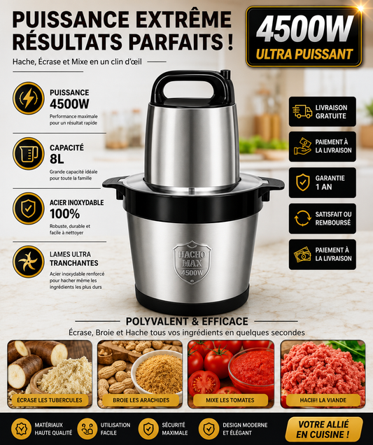 MIXEUR HACHOIR MULTIFONCTIONS 8L – 4500W